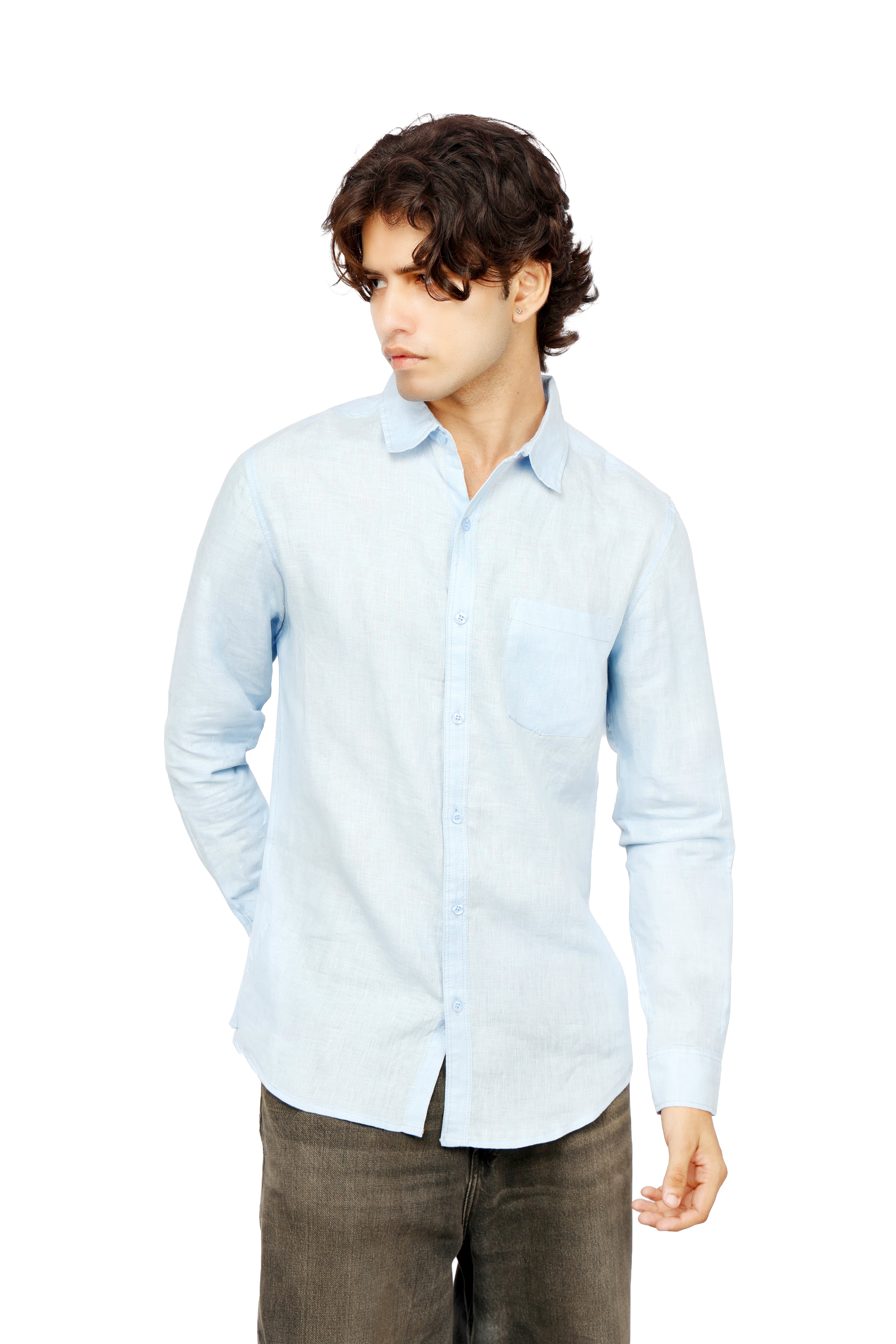 Ocean Crest Blue Linen Shirt
