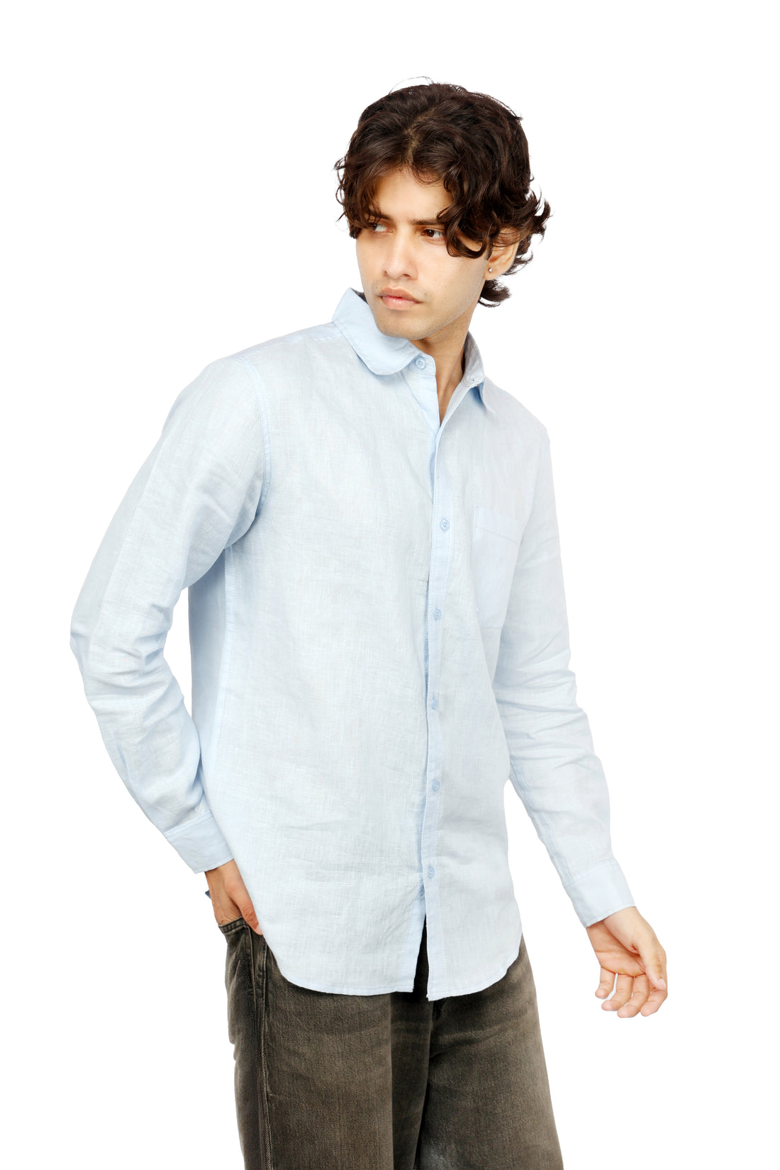 Ocean Crest Blue Linen Shirt