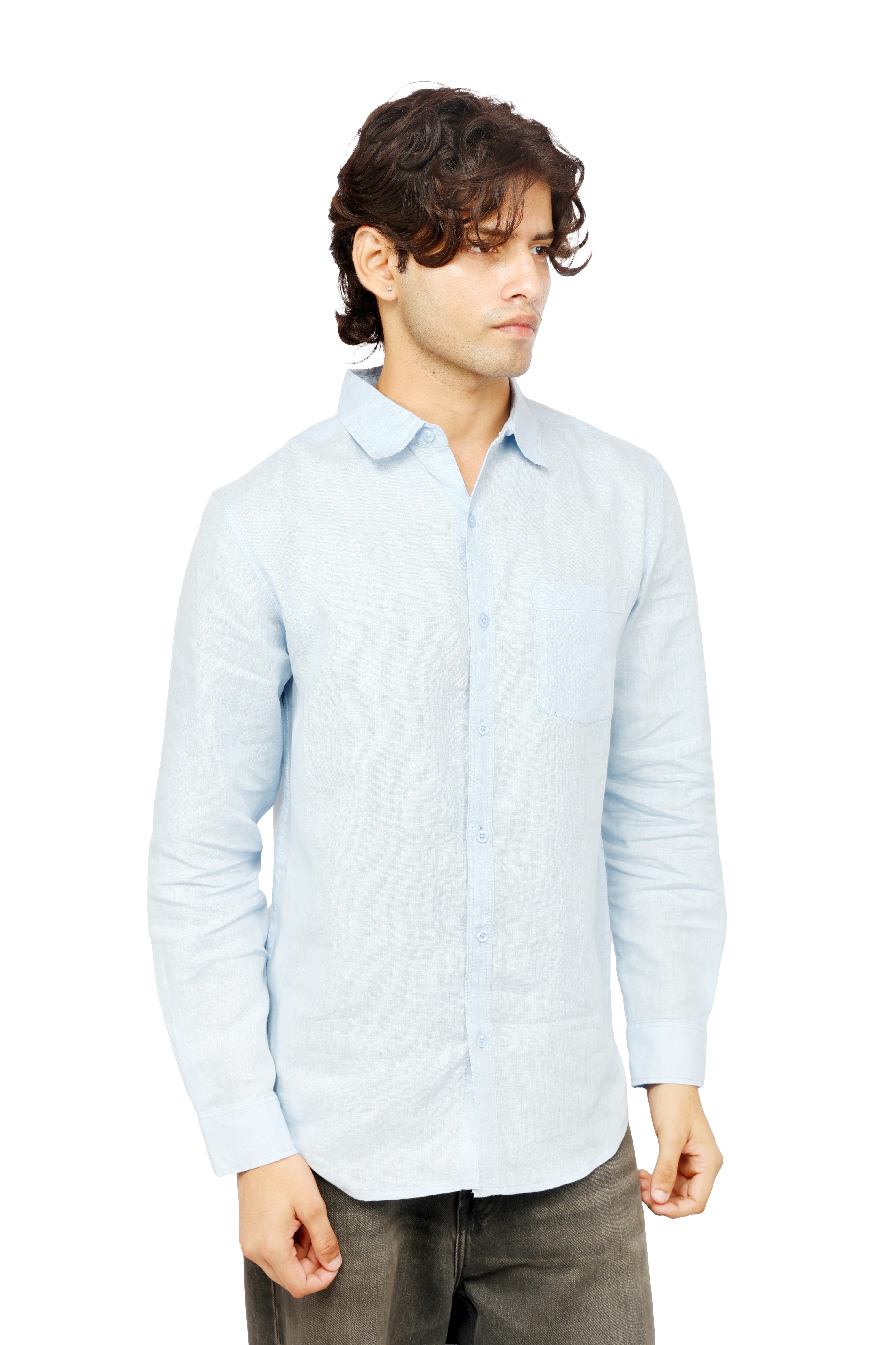 Ocean Crest Blue Linen Shirt