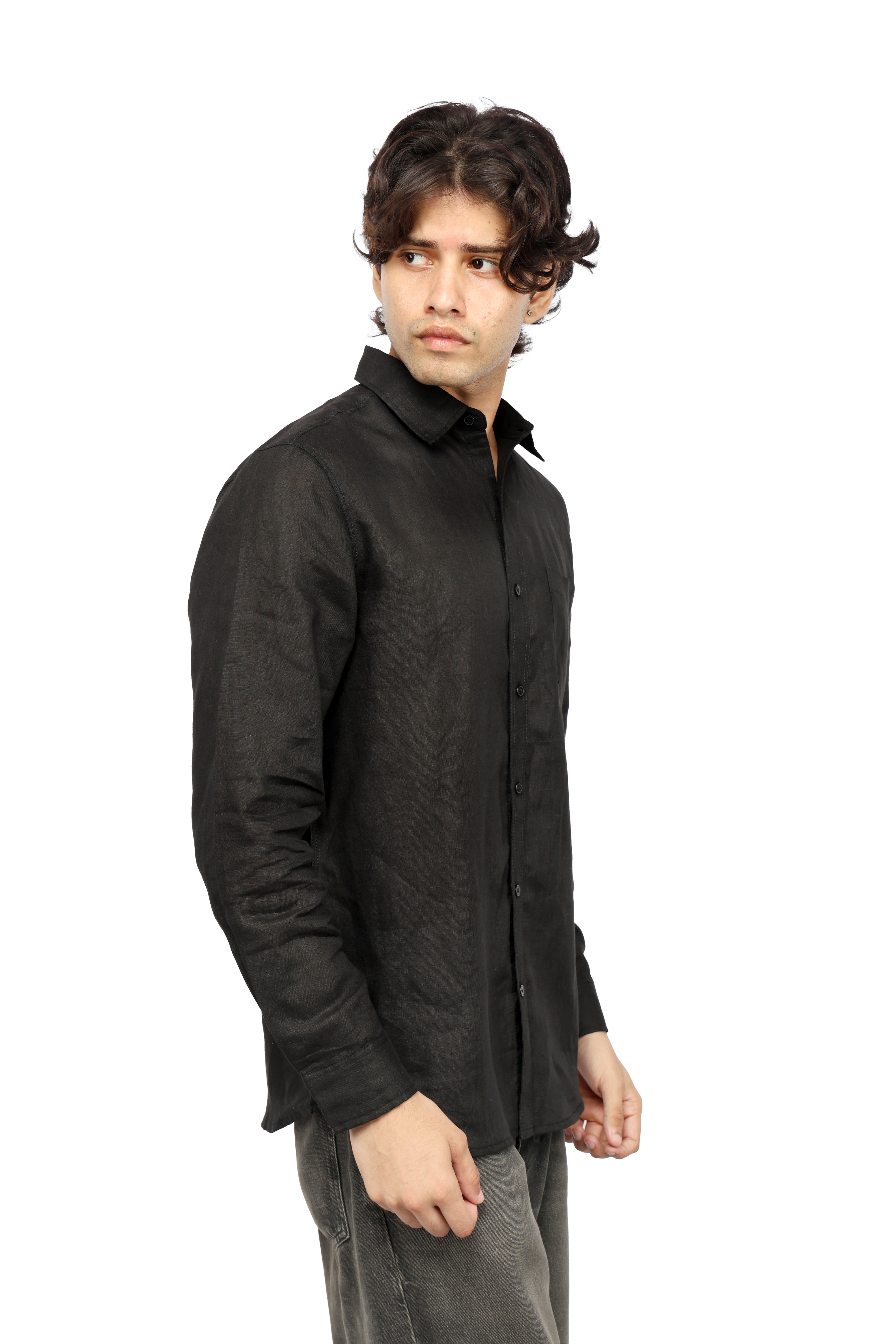 Obsidian Black Linen Shirt