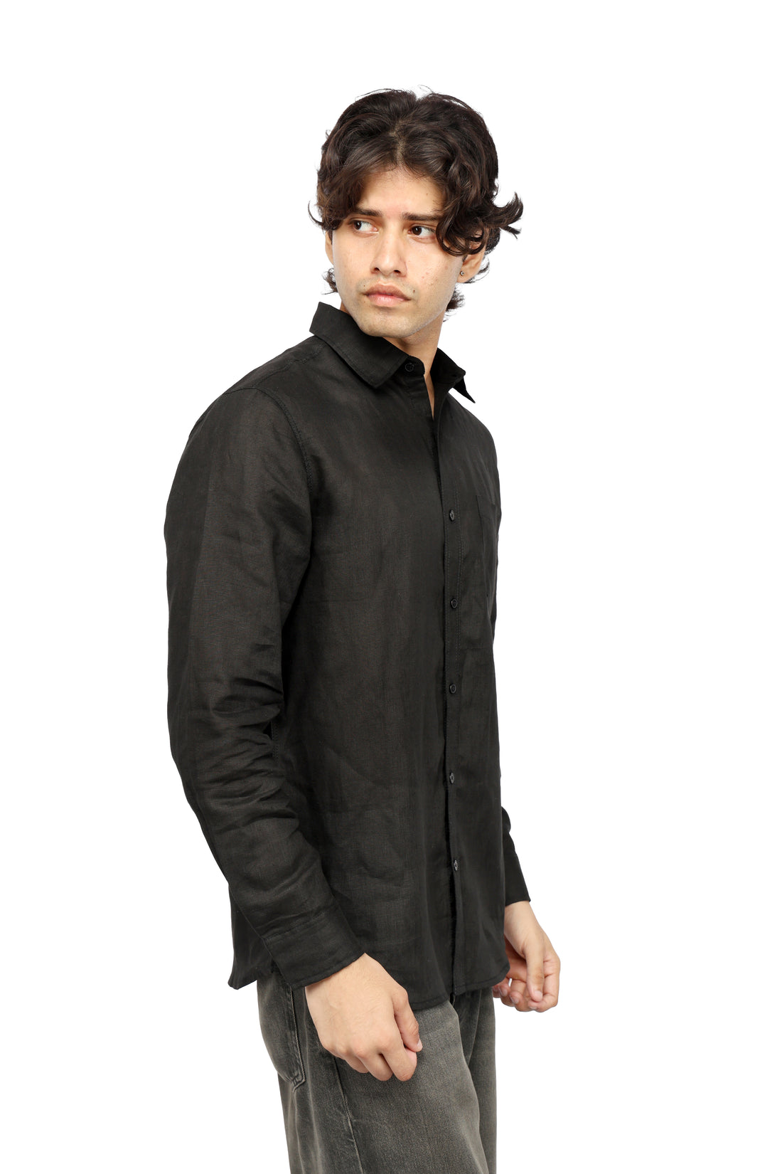 Obsidian Black Linen Shirt