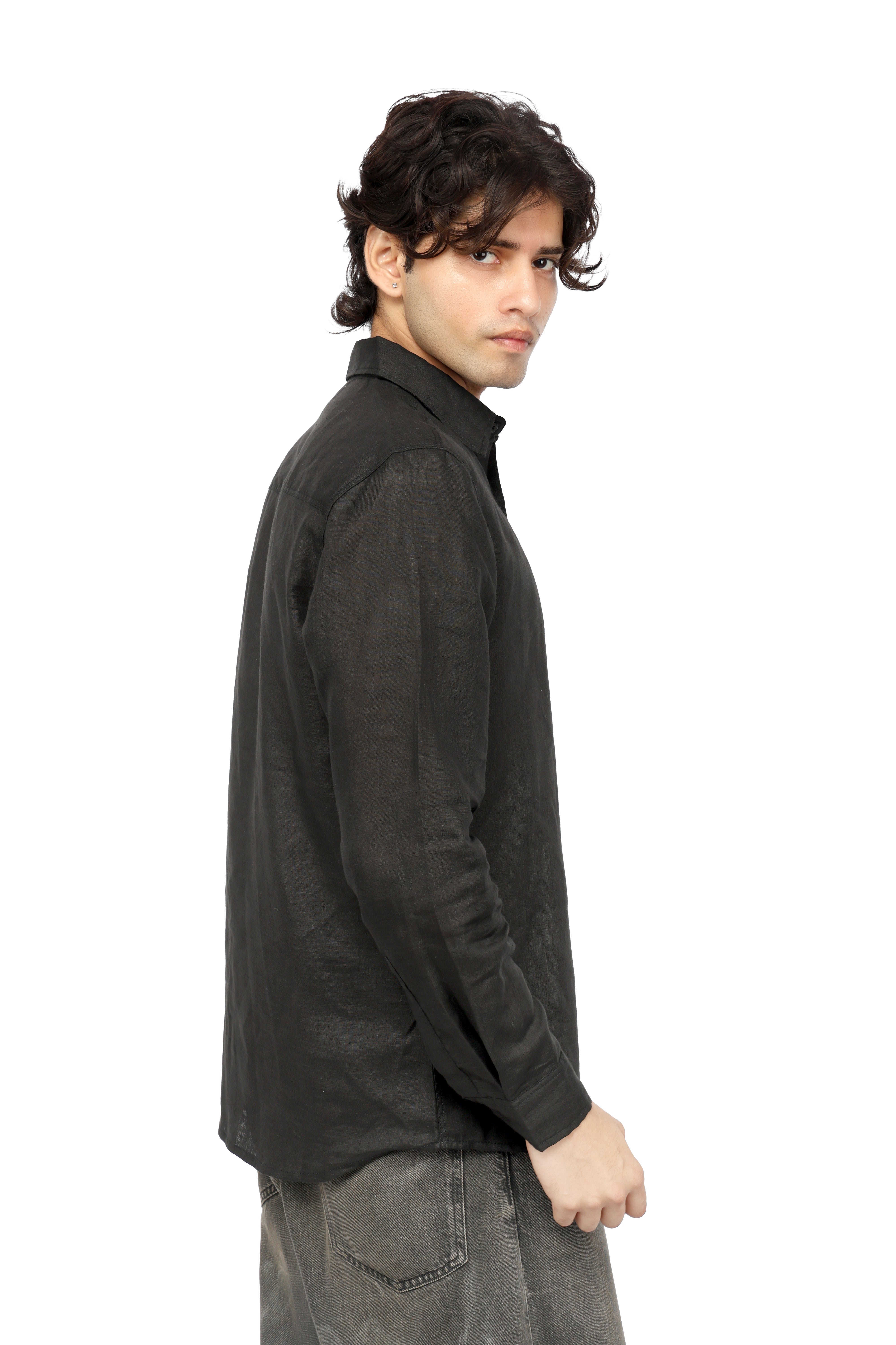 Obsidian Black Linen Shirt