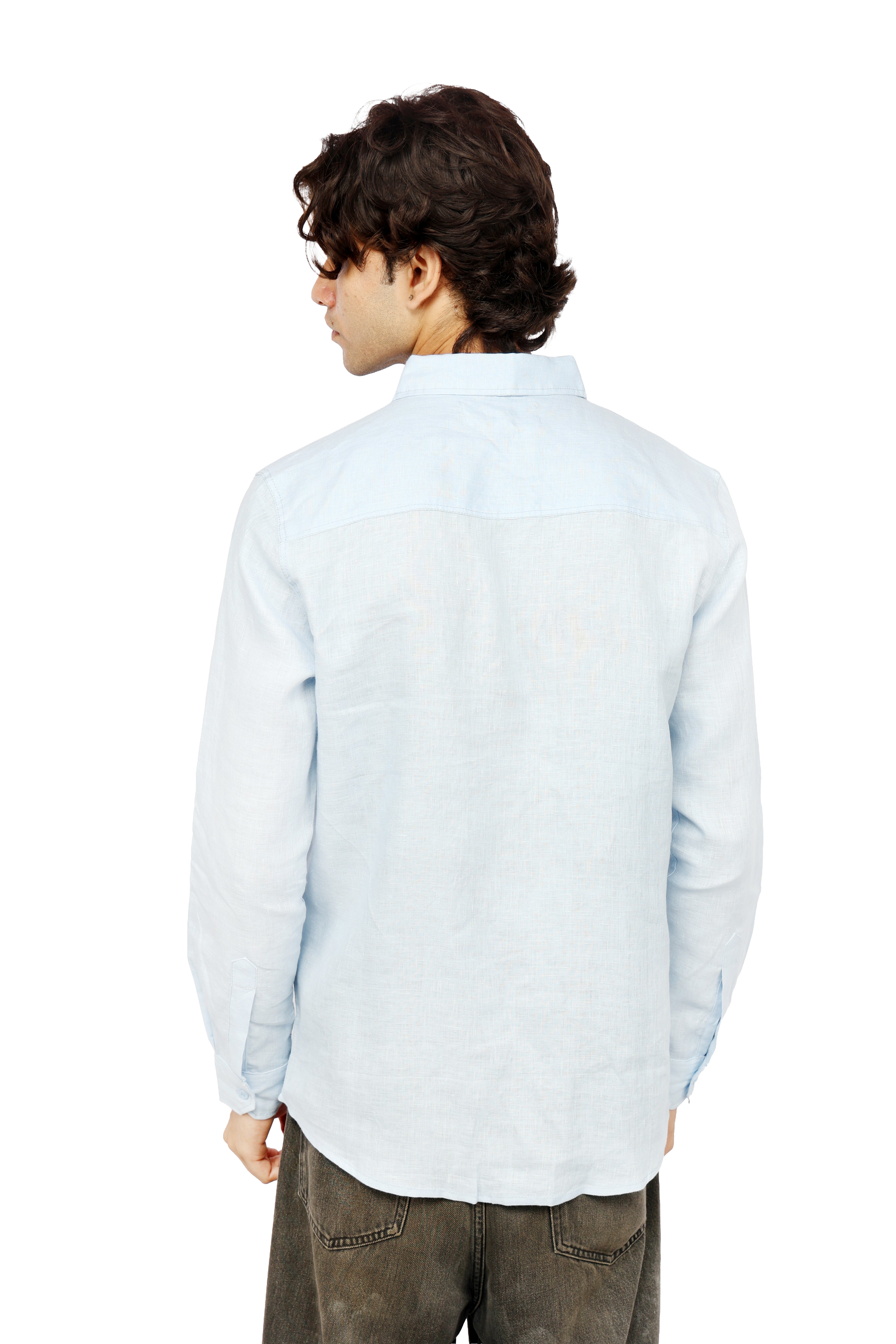 Ocean Crest Blue Linen Shirt