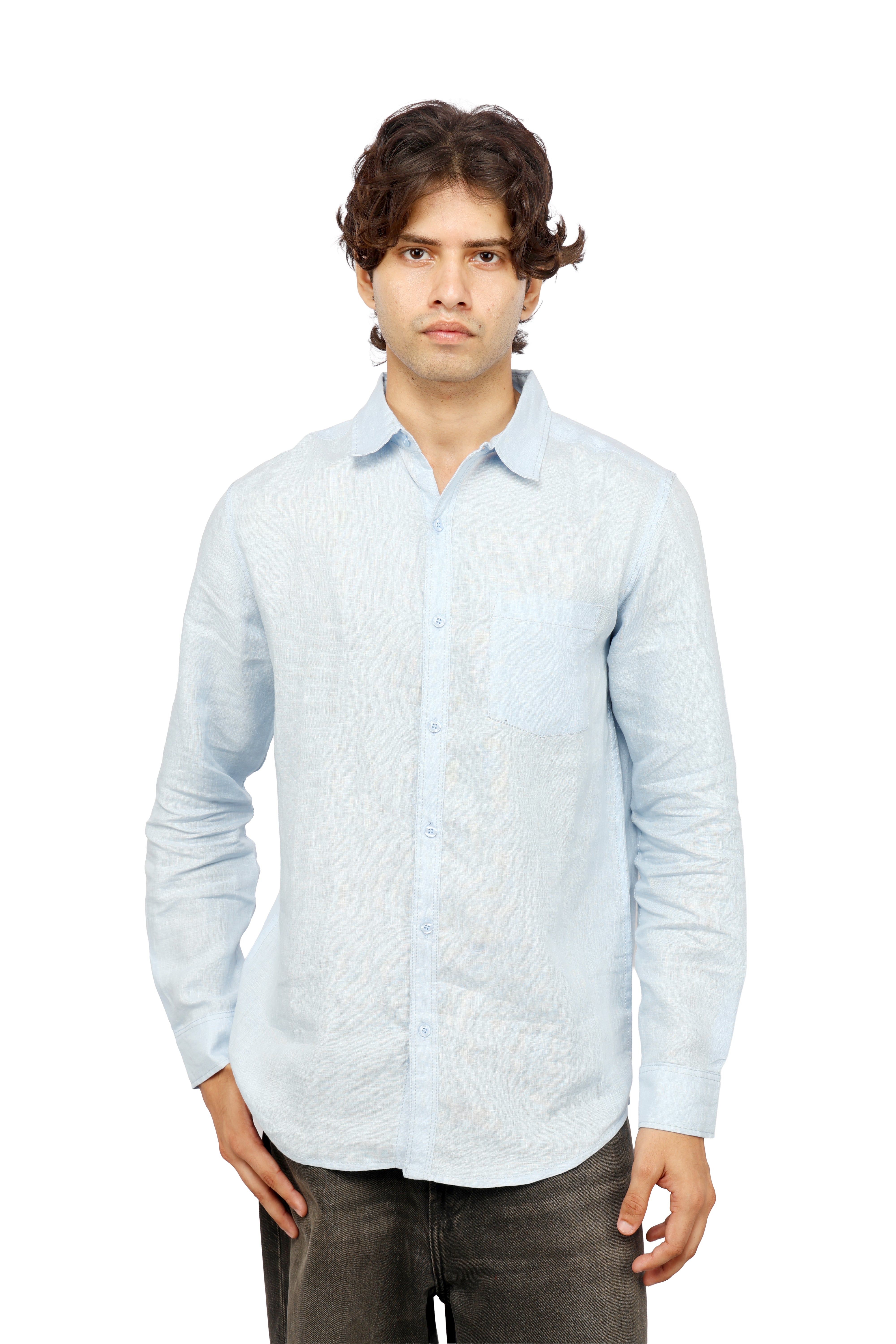 Ocean Crest Blue Linen Shirt