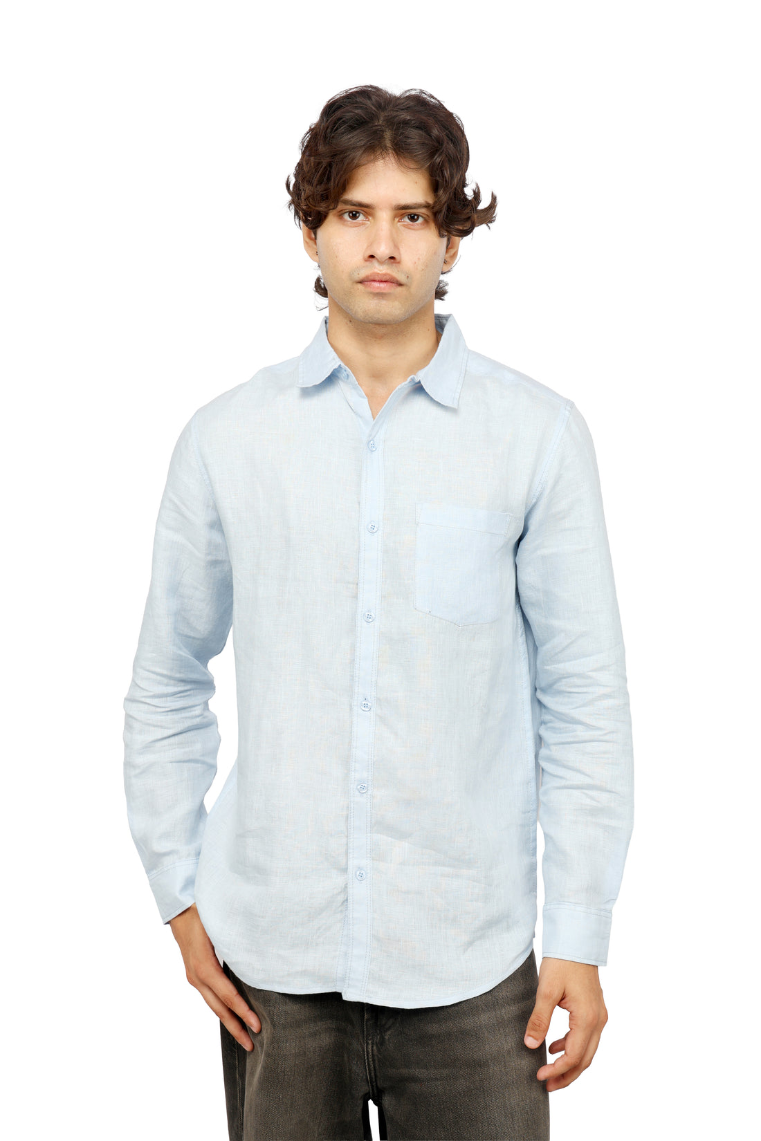 Ocean Crest Blue Linen Shirt