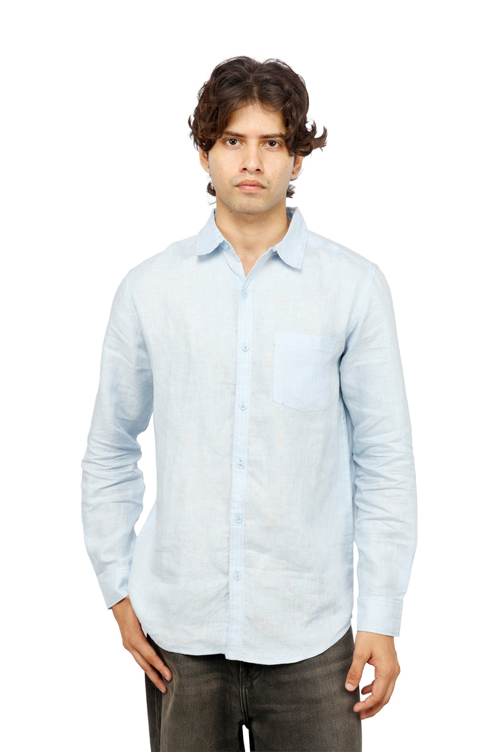 Ocean Crest Blue Linen Shirt