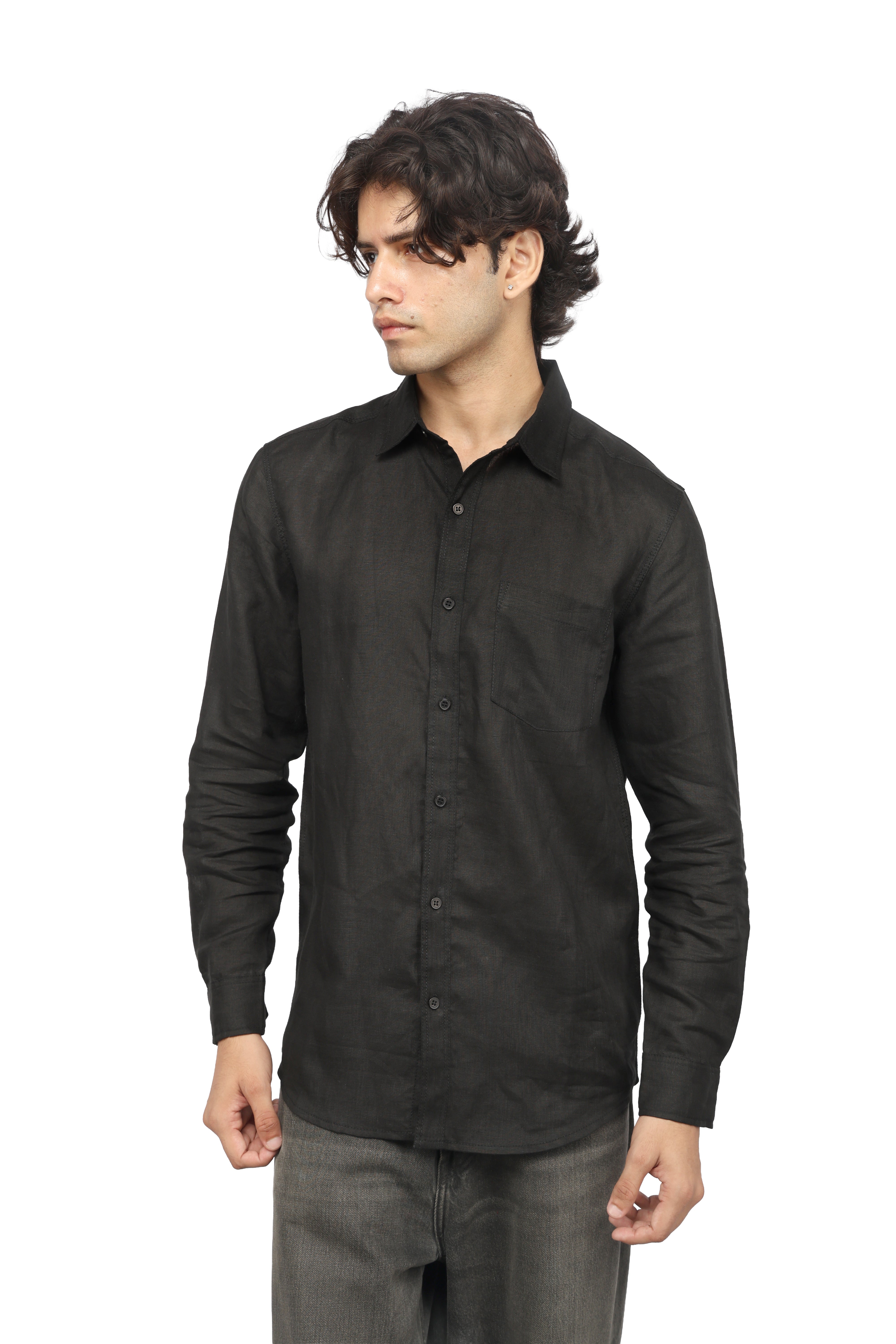 Obsidian Black Linen Shirt