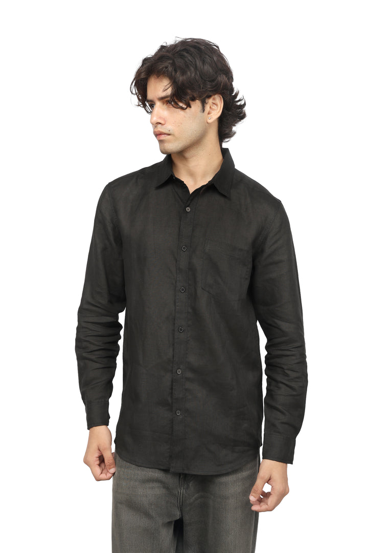 Obsidian Black Linen Shirt