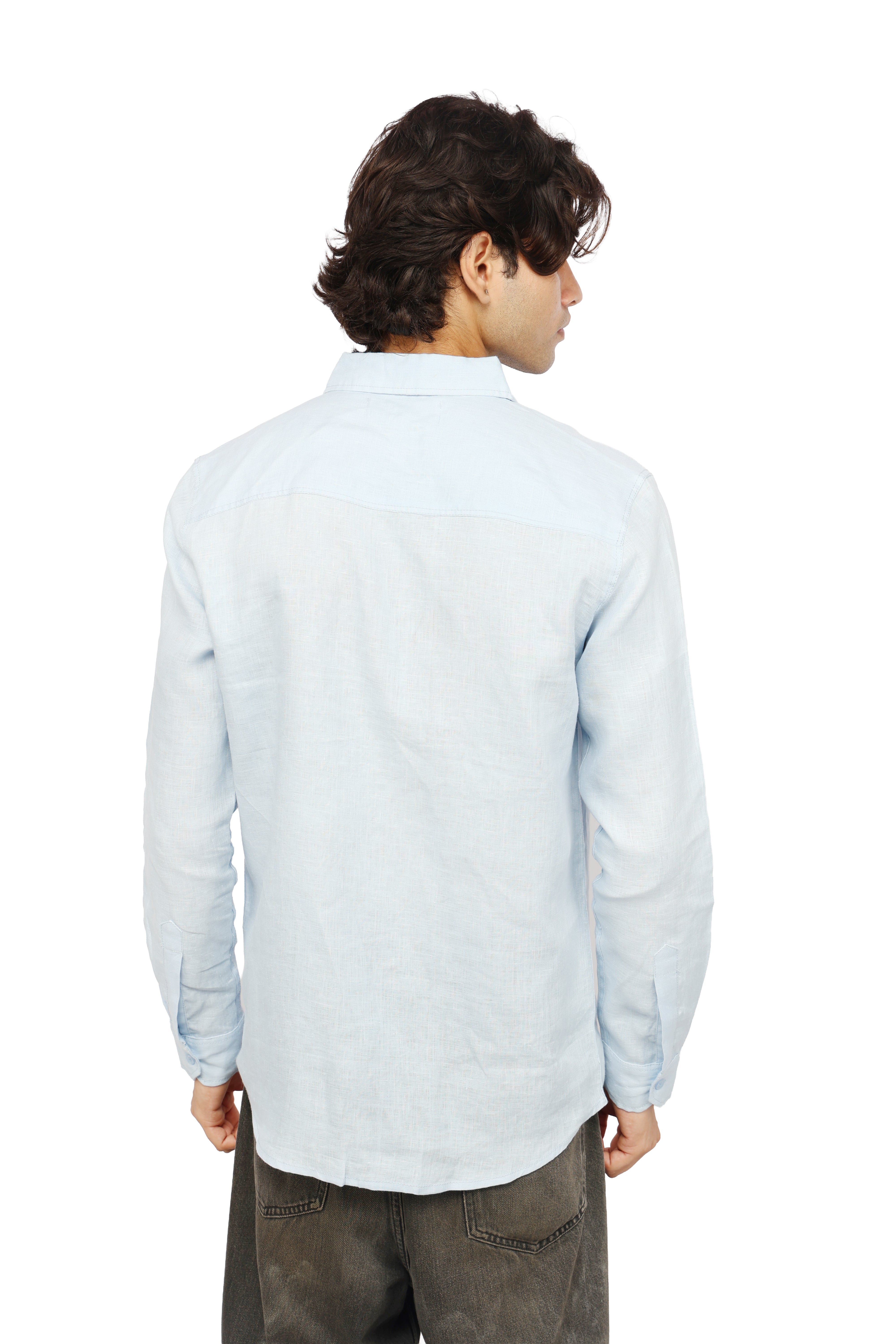 Ocean Crest Blue Linen Shirt