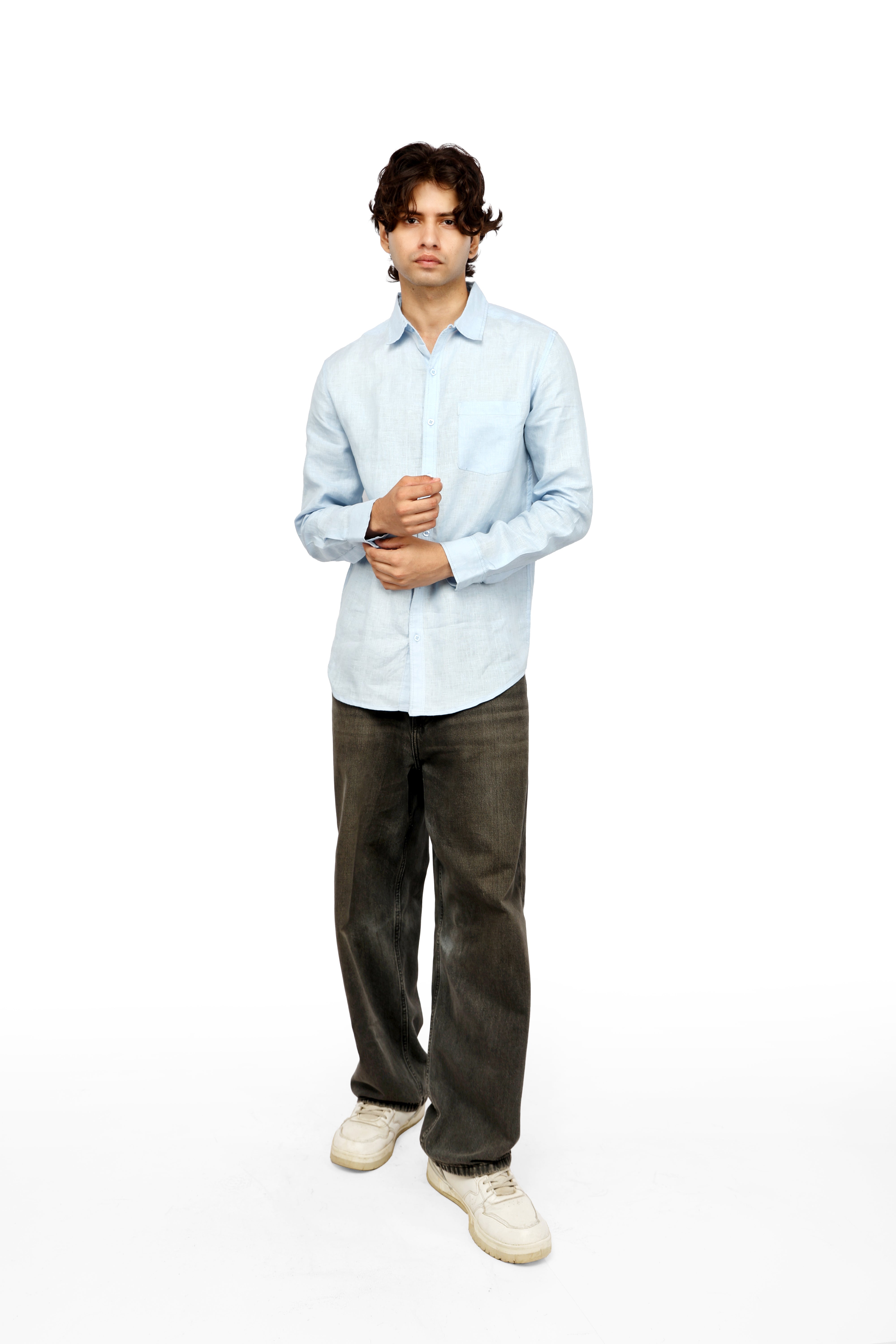 Ocean Crest Blue Linen Shirt