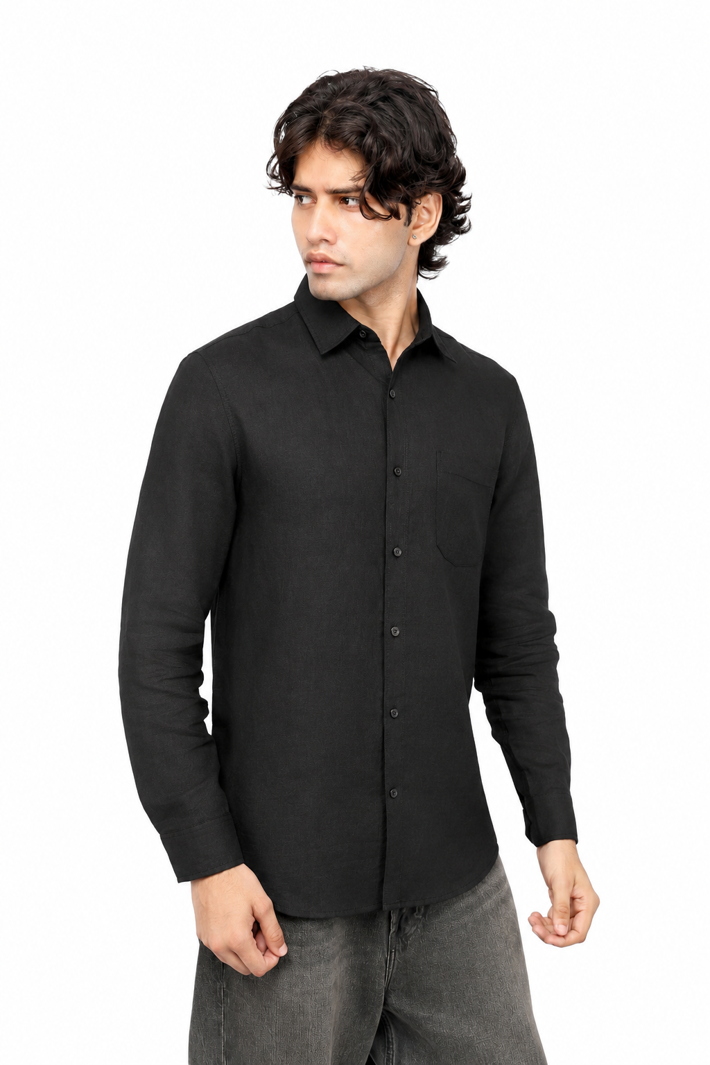 Obsidian Black Linen Shirt